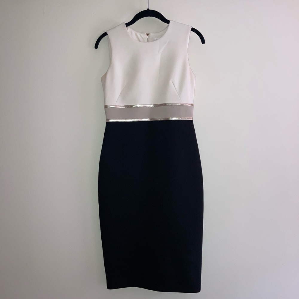 Black White and Gold Calvin Klein Dress